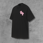 Pink Embroidered Logo Metal Cross Black T-Shirt™