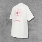 Pink Embroidered Logo Metal Cross White T-Shirt™