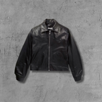 ER* Embroidered Graphic Black Leather Jacket™