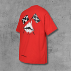 Checker Flag Mouth Graphic Pocket Red T-Shirt™