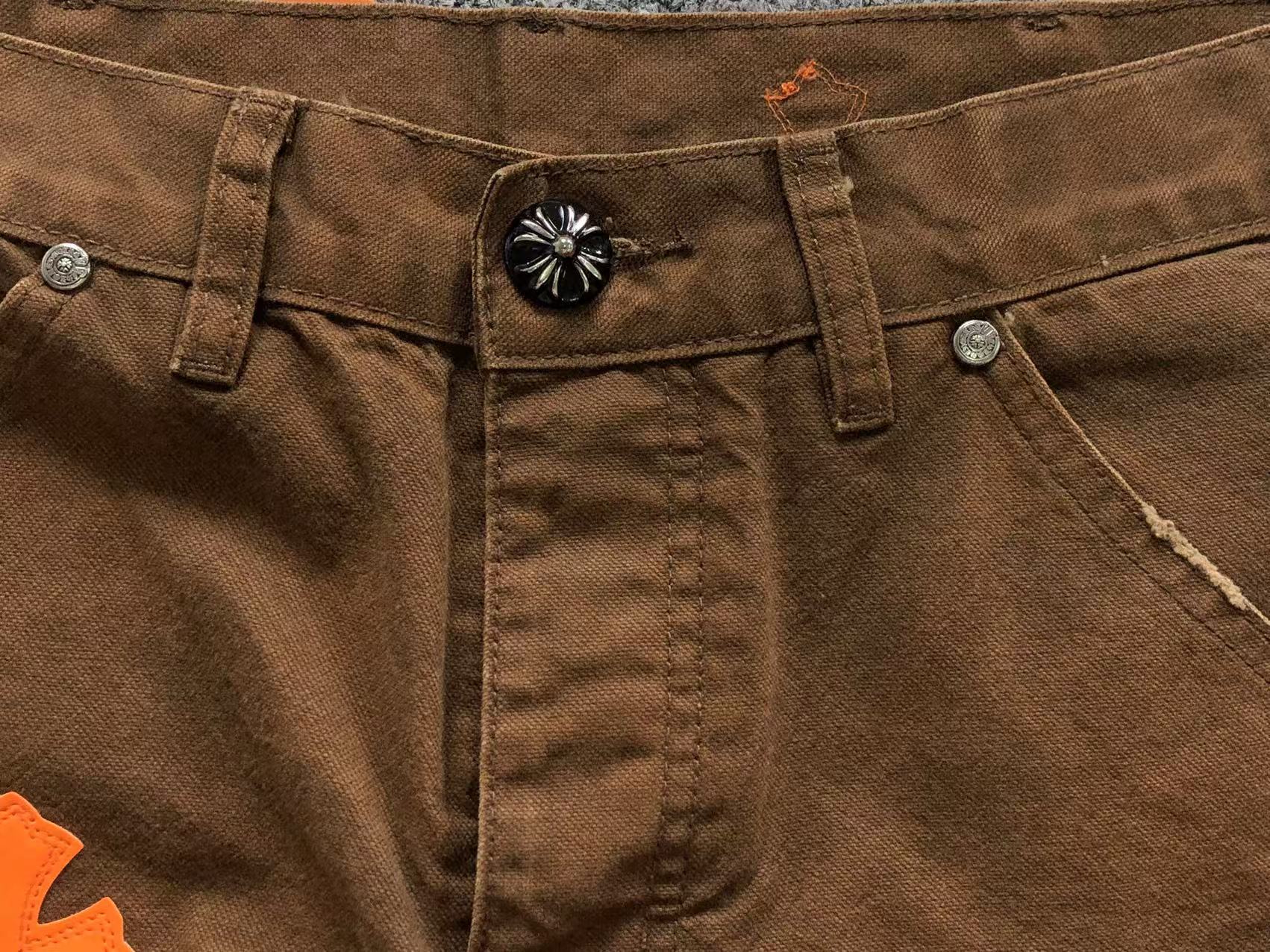 Black & Orange Cross Patch Brown Carpenter Pants™