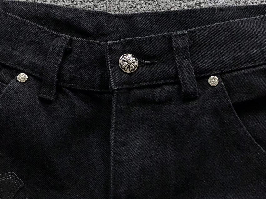 Black Cross Patch Black Jean Shorts™