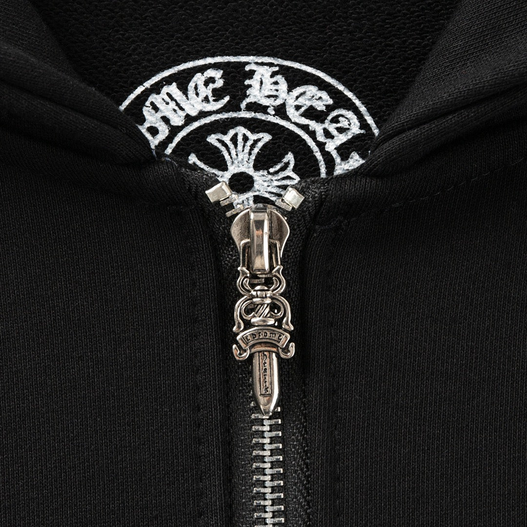 Multicross Typography Logo Black Full Zip Hoodie™