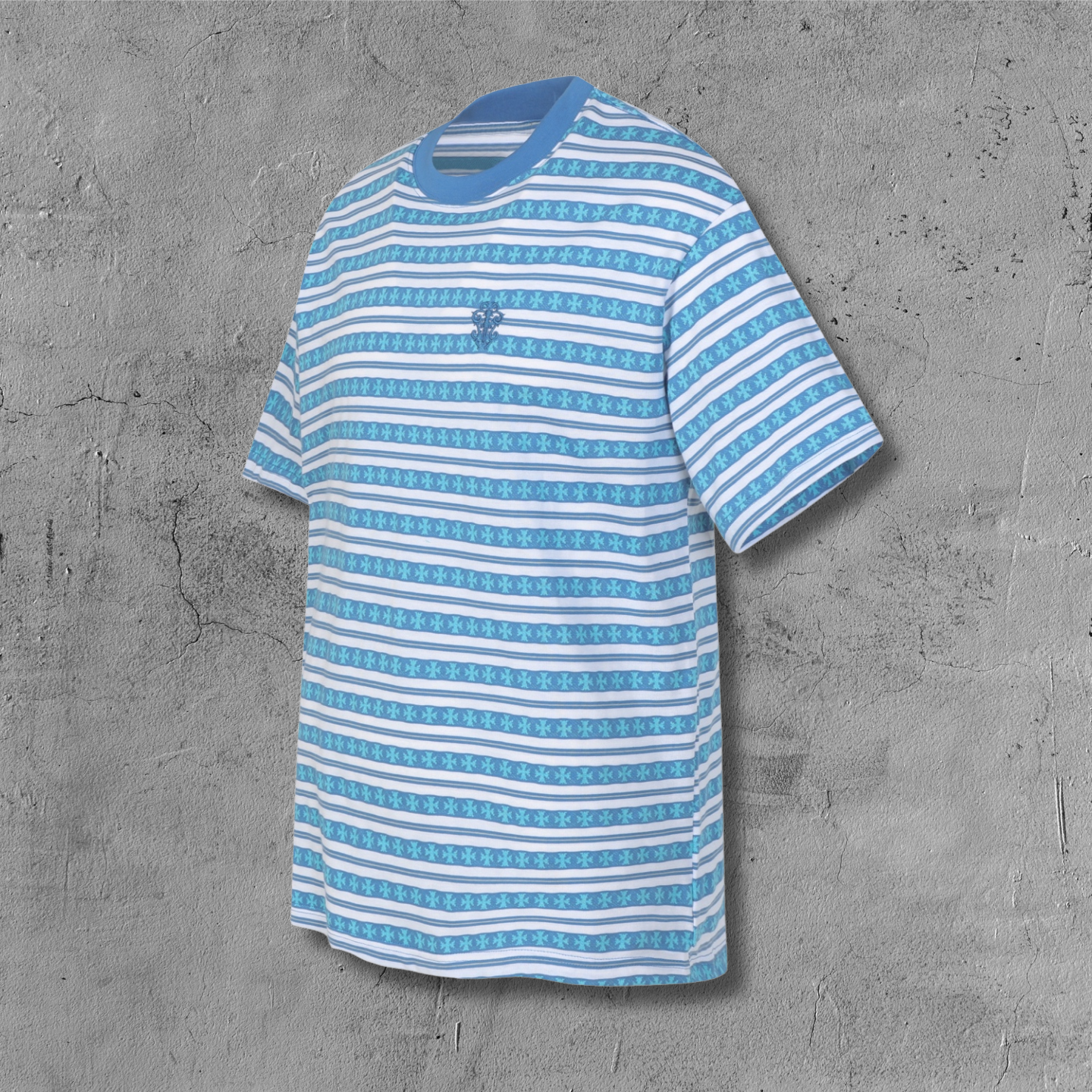 Blue Stripe Cross Pattern T-Shirt™
