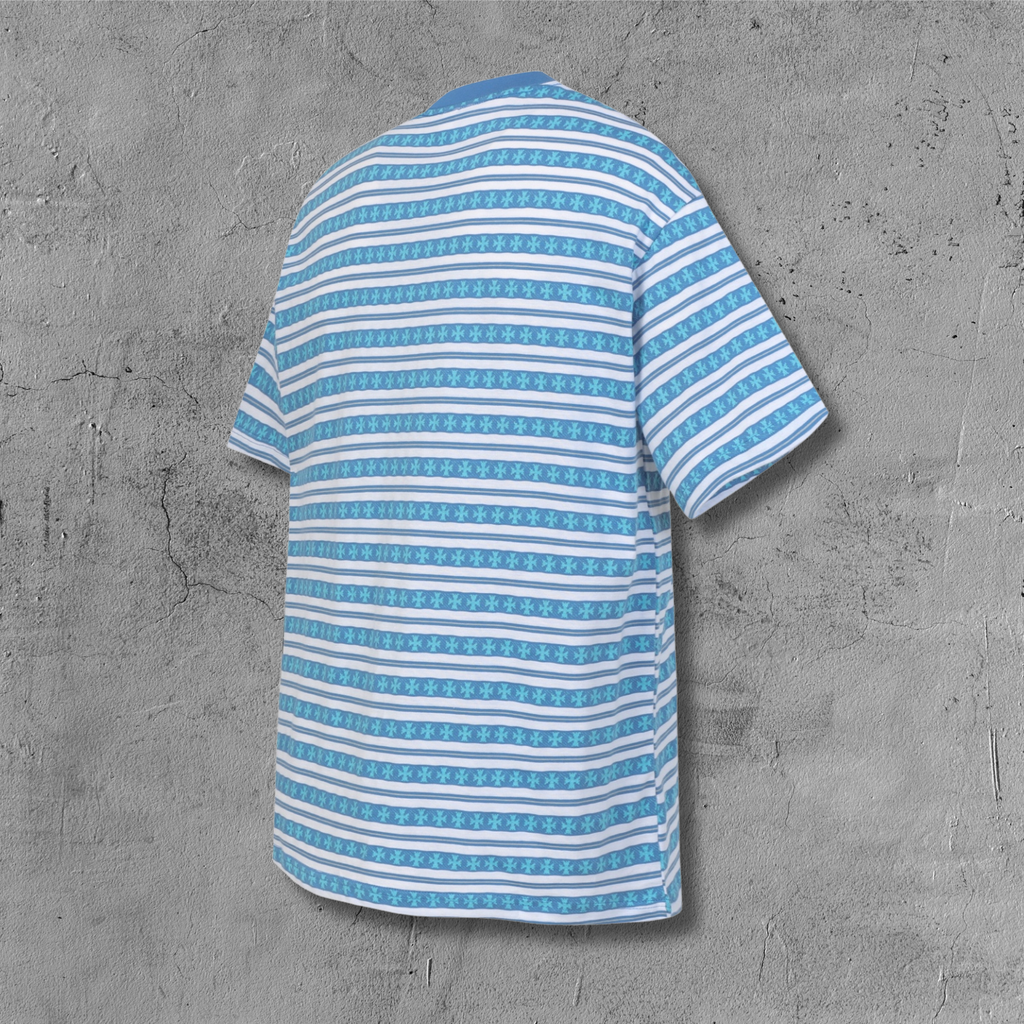 Blue Stripe Cross Pattern T-Shirt™