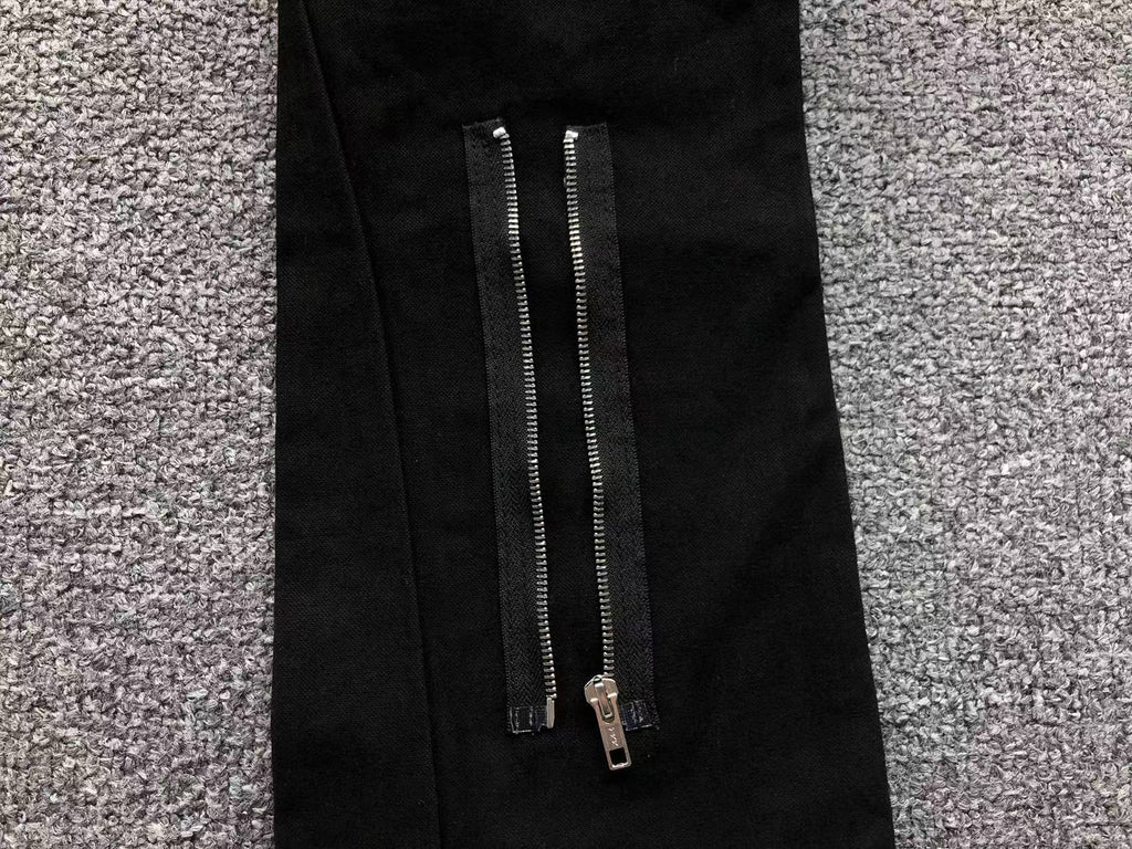 Blue & White Cross Patch Black Zipper Jeans™