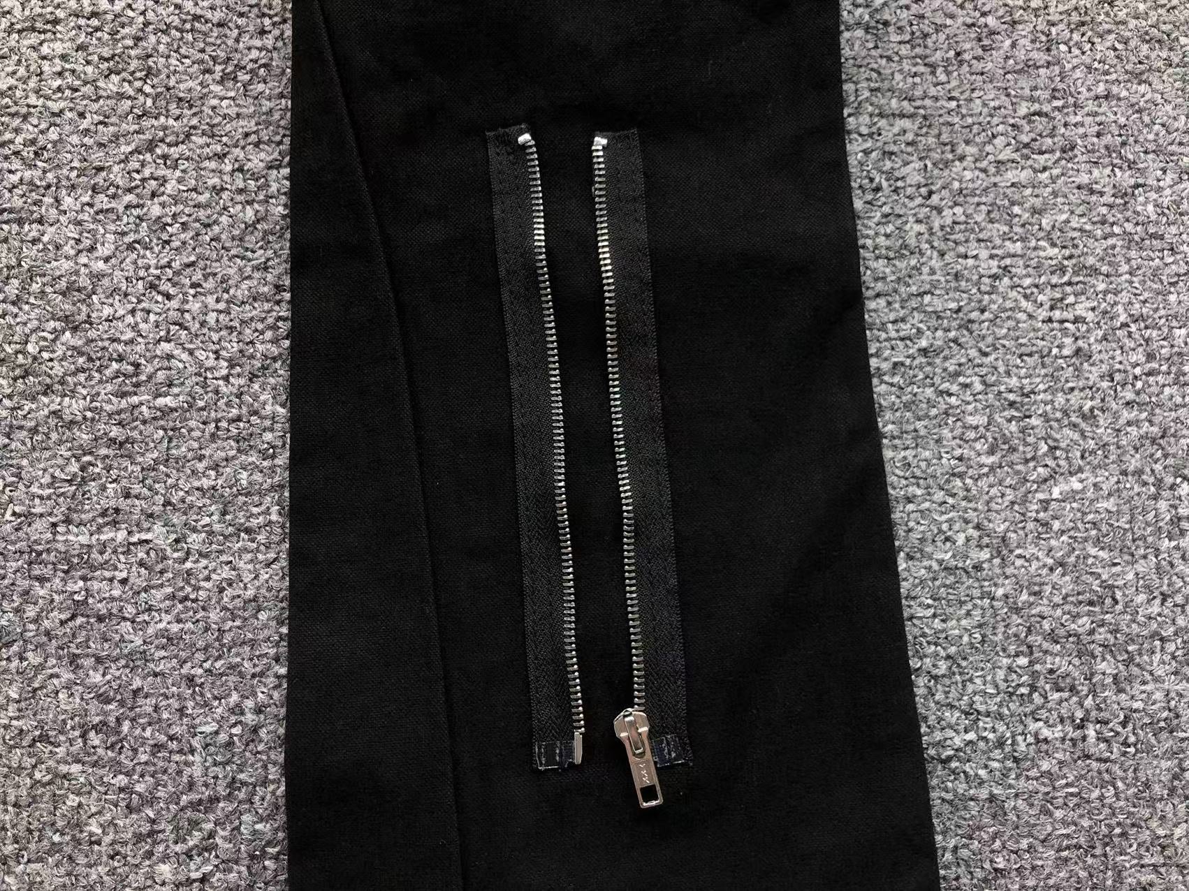 Blue & White Cross Patch Black Zipper Jeans™