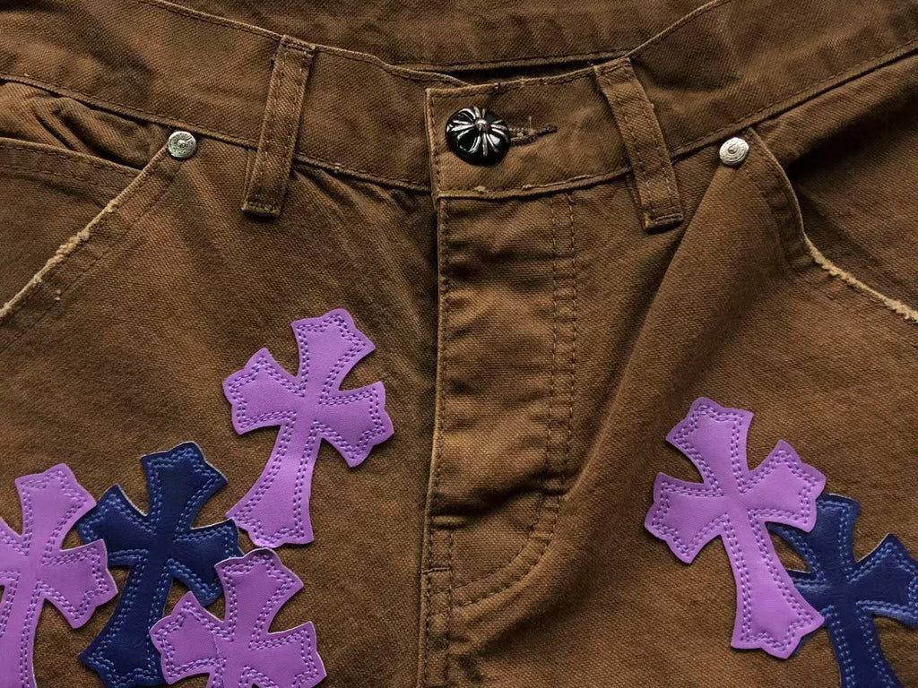 Blue & Pink Cross Patch Brown Carpenter Pants™