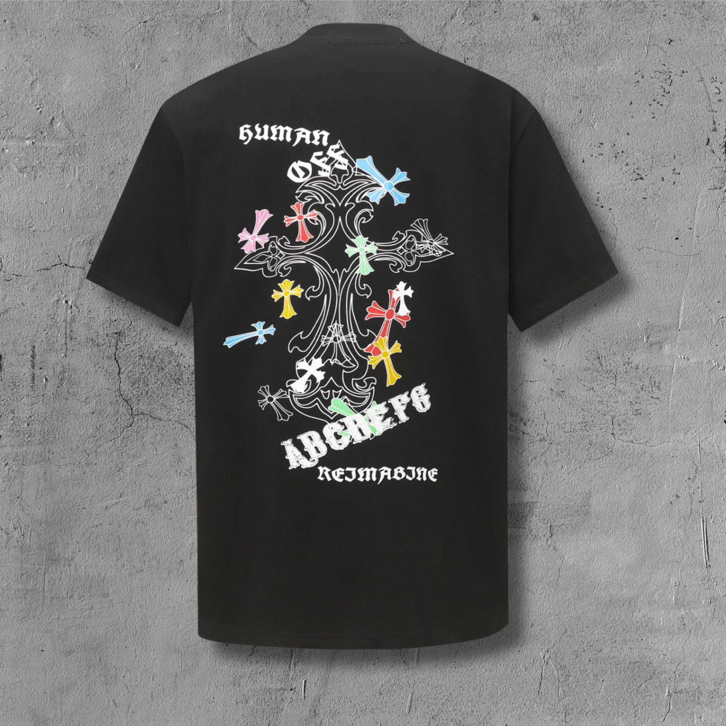 Ornate Multicolor Cross Cluster Black T-Shirt™