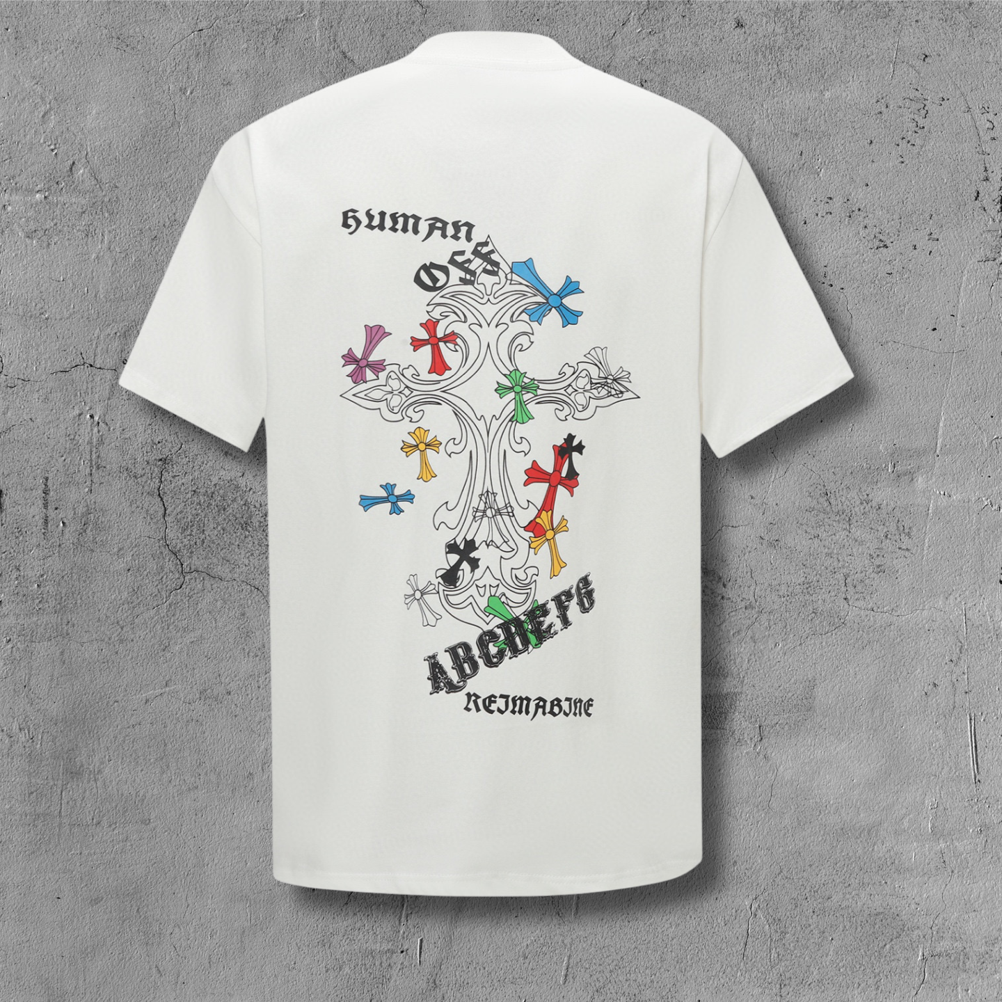 Ornate Multicolor Cross Cluster White T-Shirt™