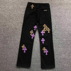 Purple & Leopard Cross Patch Black Jeans™