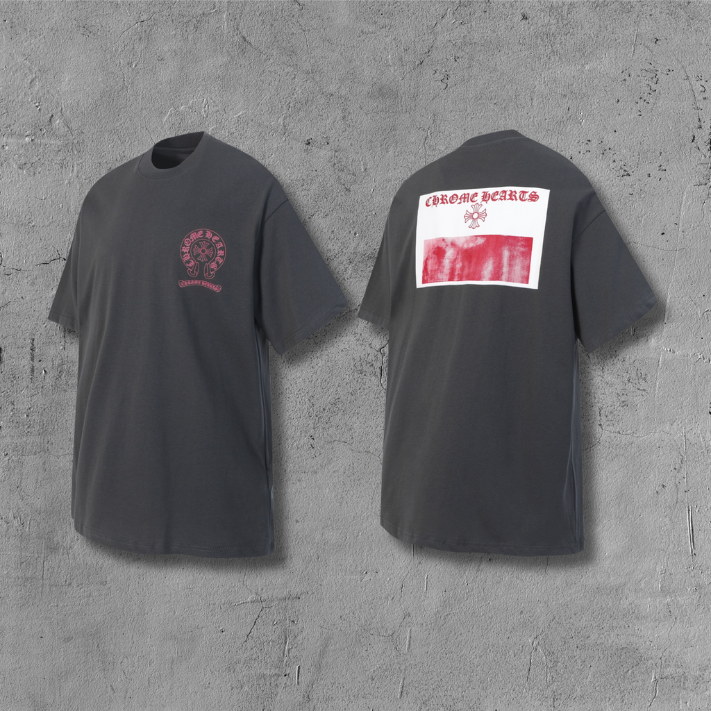 Red Banner Flower Cross Black T-Shirt™