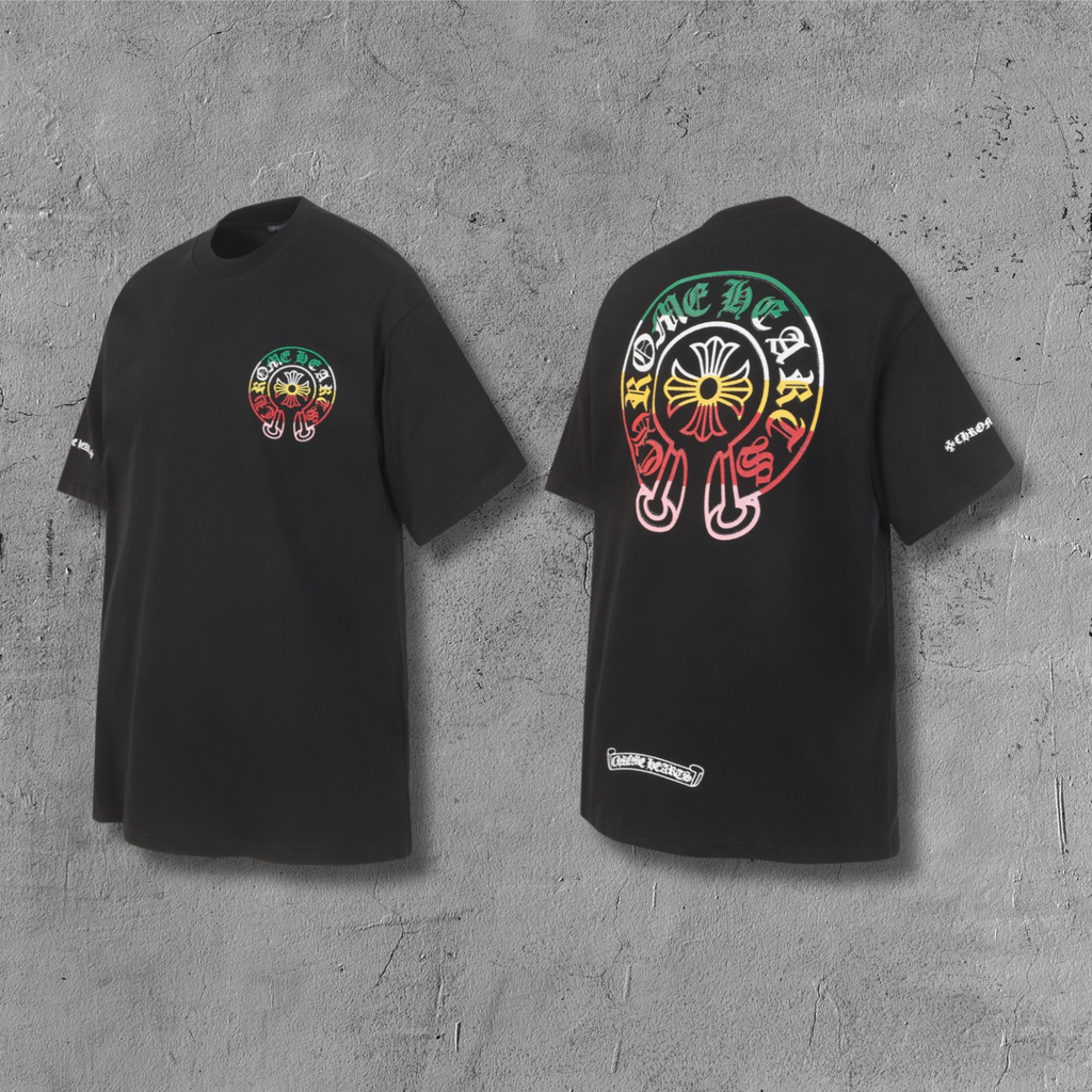 Rhinestone Color Fade Horseshoe Black T-Shirt™