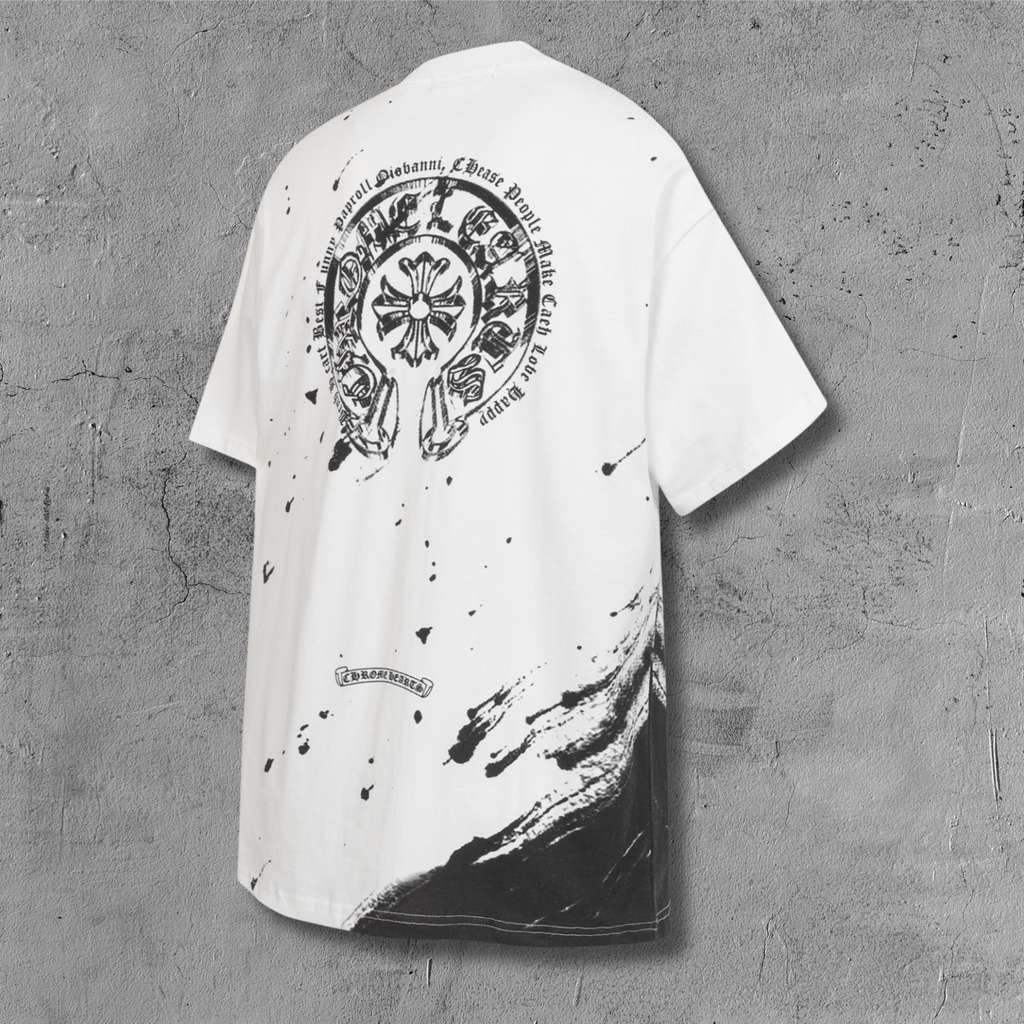 Ink Splatter Horseshoe White T-Shirt™