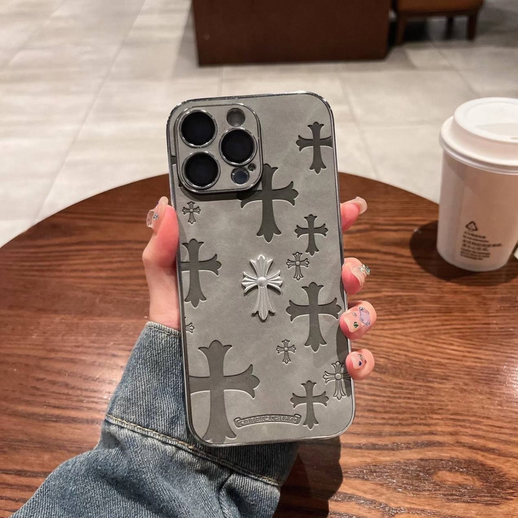 Engraved Crosses Electroplating Leather Case™