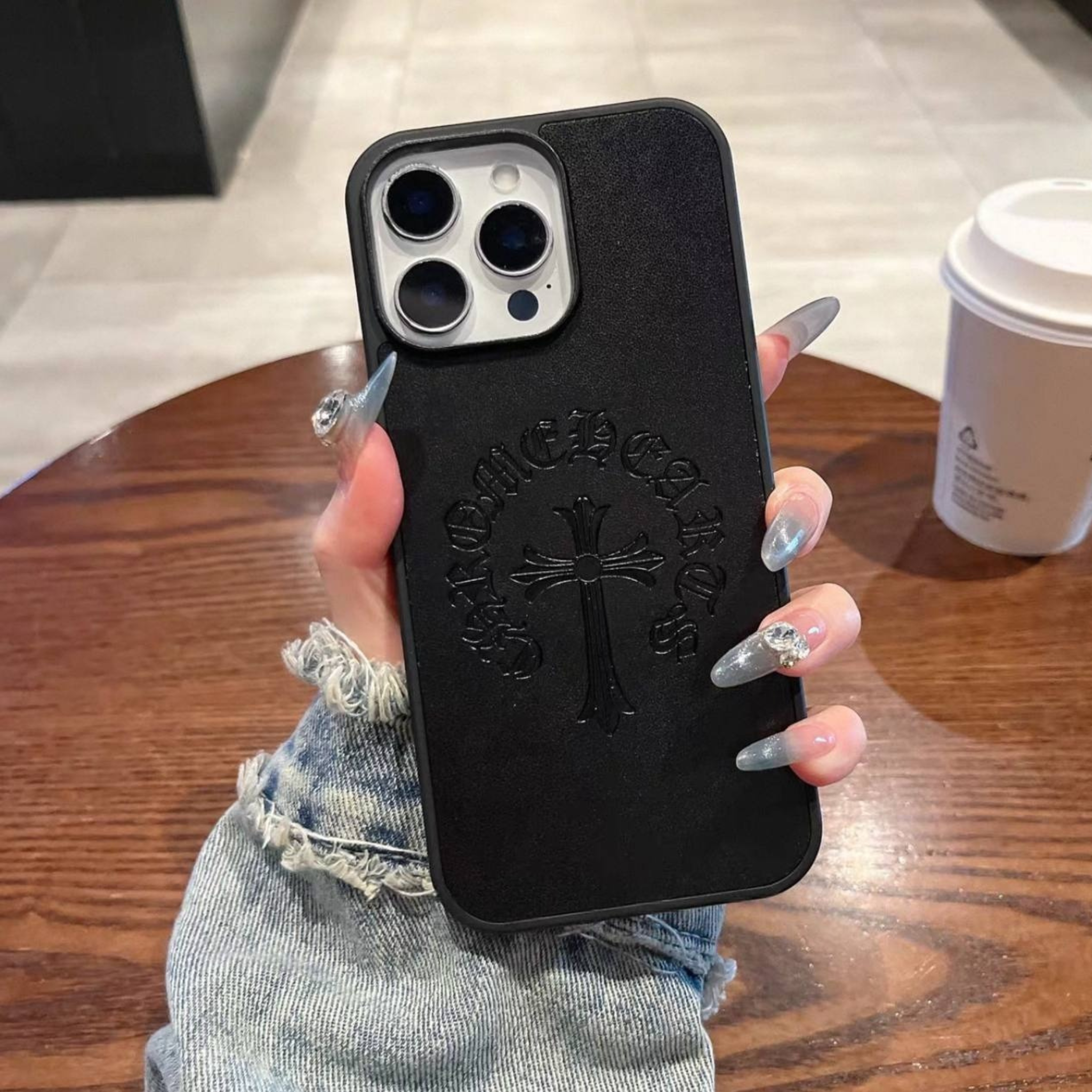 Engraved Cross Hard Leather Case™
