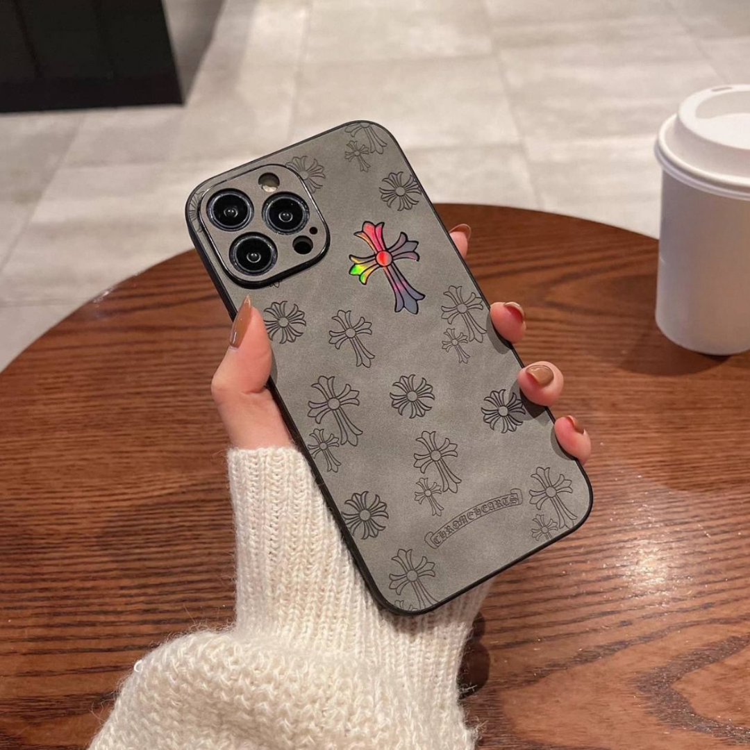 Iridescent Cross Symbol Hard Leather Case™