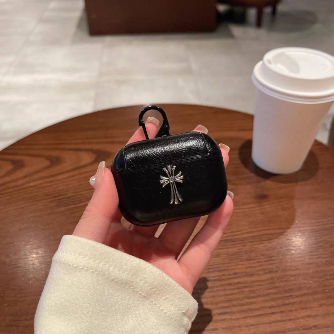 Gothic Symbol Black Leather Airpods Case™