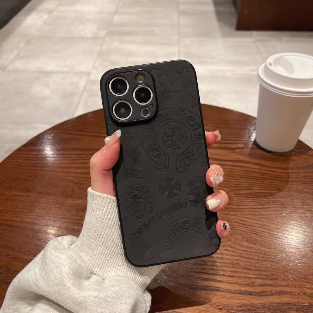 Gothic Logo Pattern Hard Leather Case™