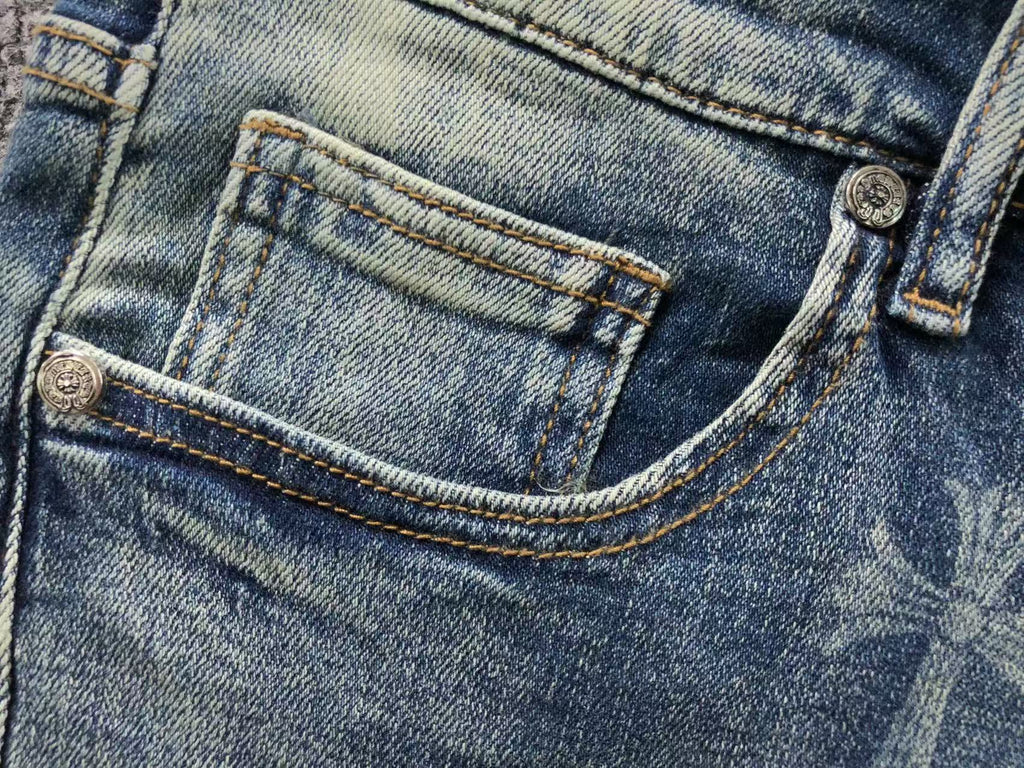 Faded Wash Cross Print Slim Fit Jeans™