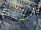 Faded Wash Cross Print Slim Fit Jeans™