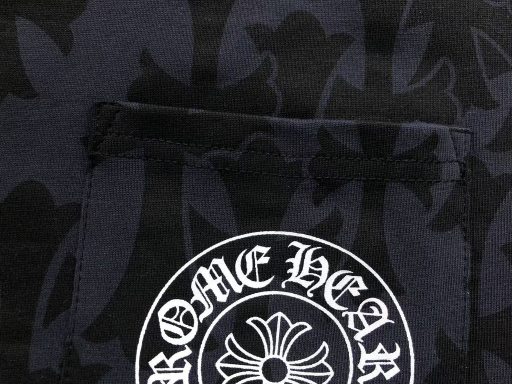 Cross Pattern Black Pocket T-Shirt™