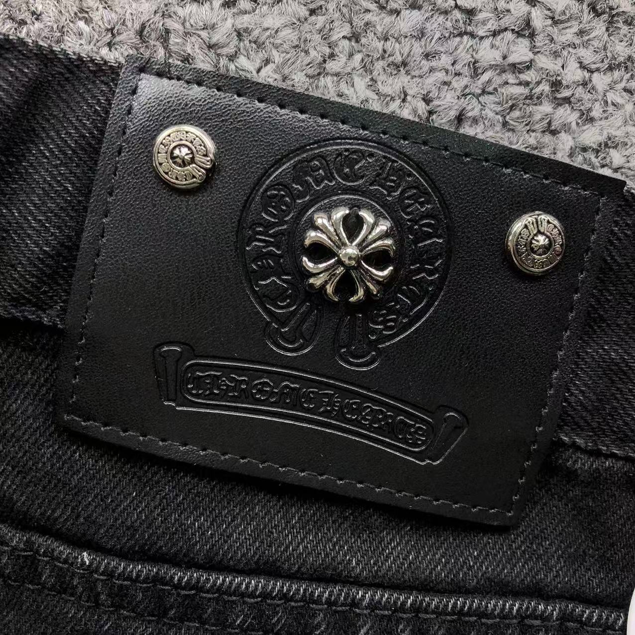 Red White & Black Cross Patch Black Denim Jeans™