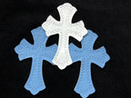White & Light Blue Cross Patch Black Denim Jeans™