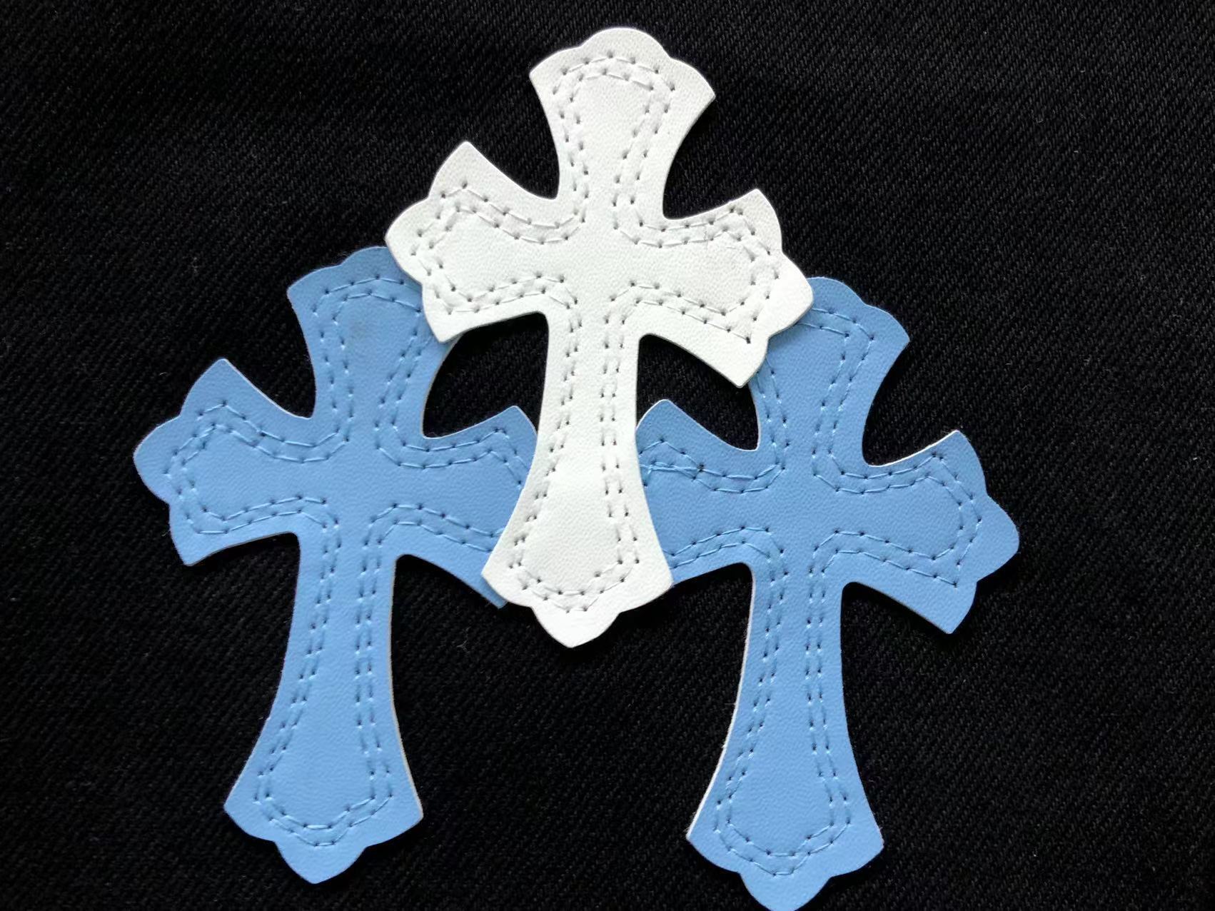 White & Light Blue Cross Patch Black Denim Jeans™