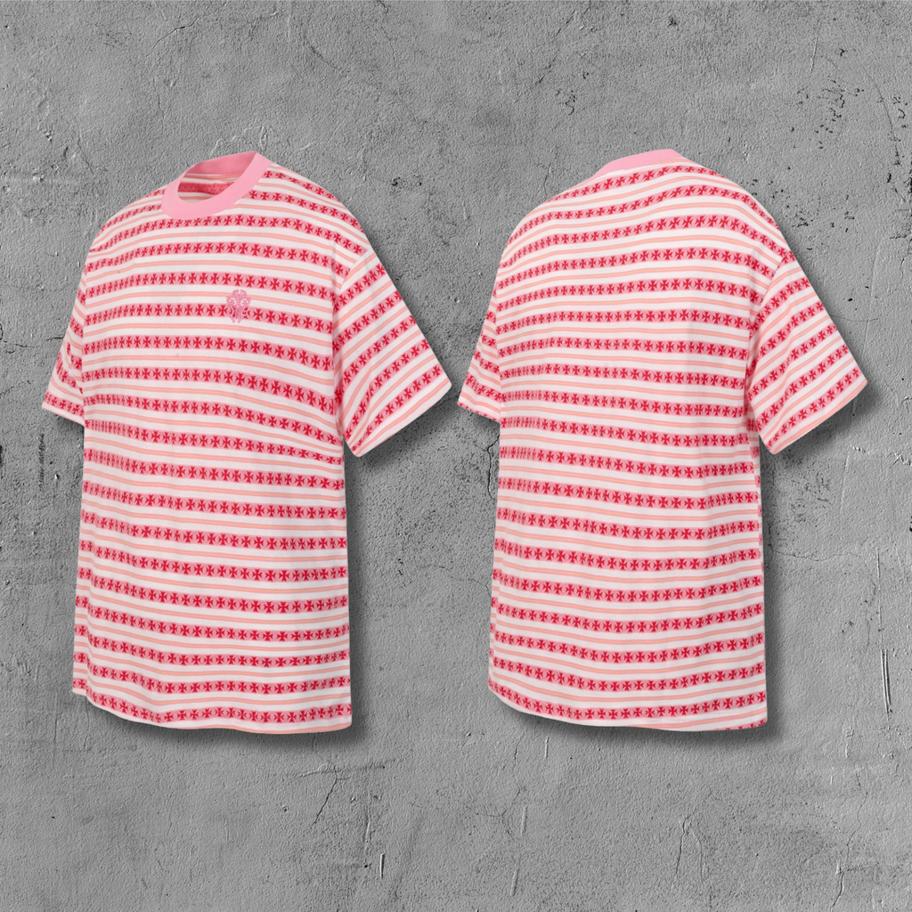 Red Stripe Cross Pattern T-Shirt™