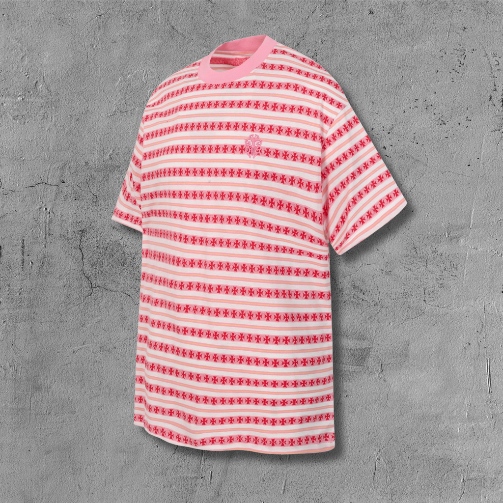 Red Stripe Cross Pattern T-Shirt™