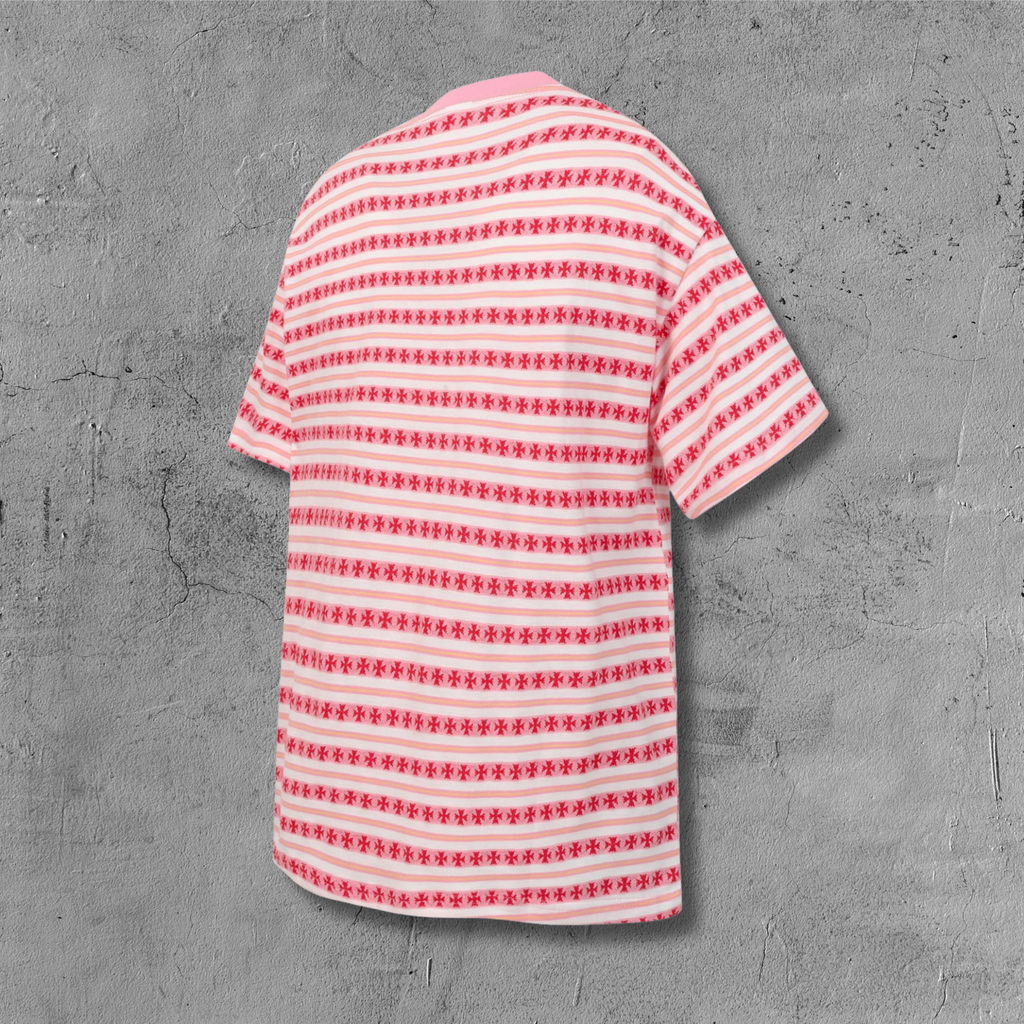 Red Stripe Cross Pattern T-Shirt™