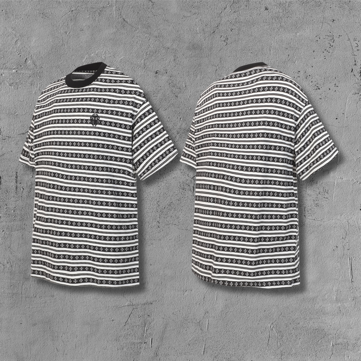 White Stripe Cross Pattern T-Shirt™