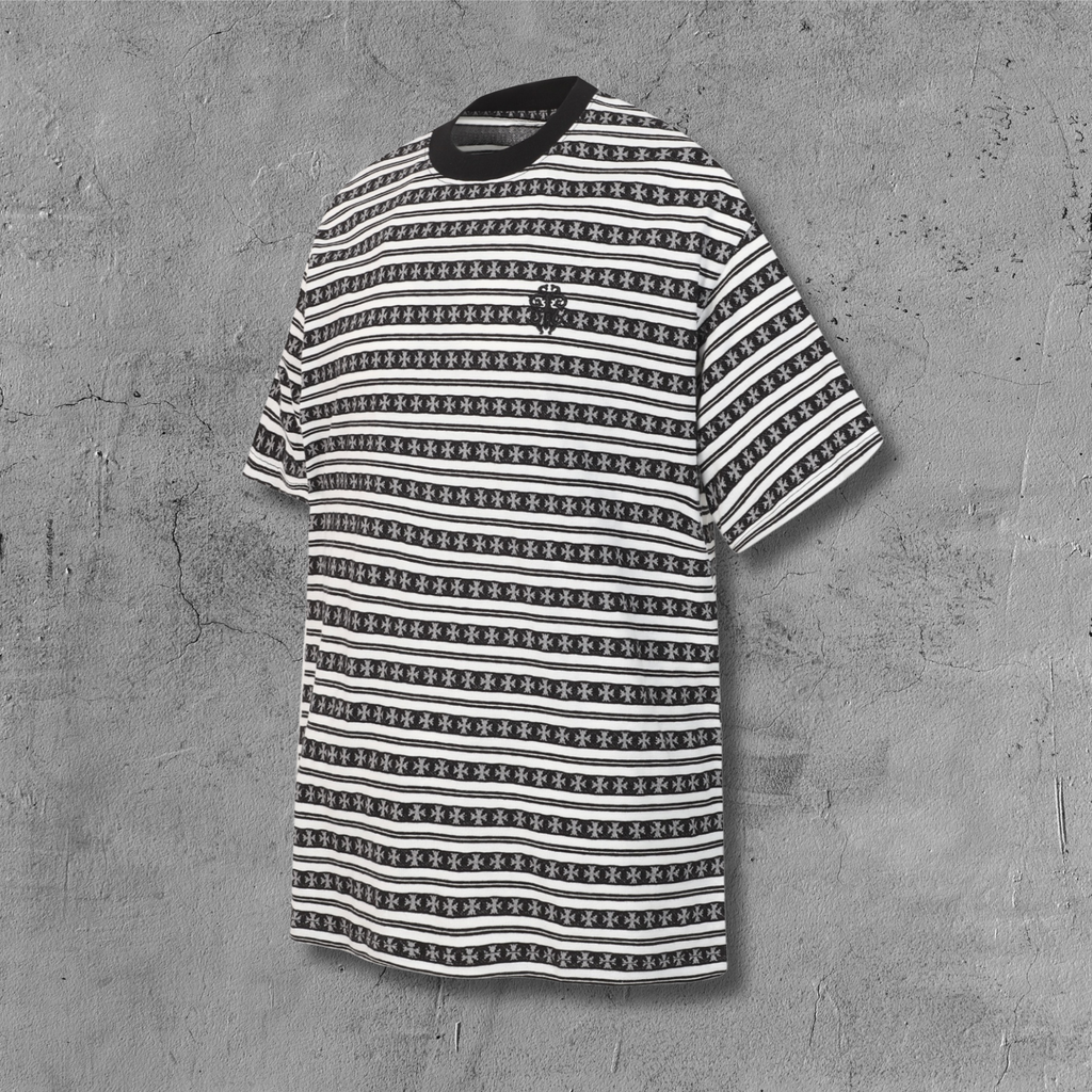 White Stripe Cross Pattern T-Shirt™