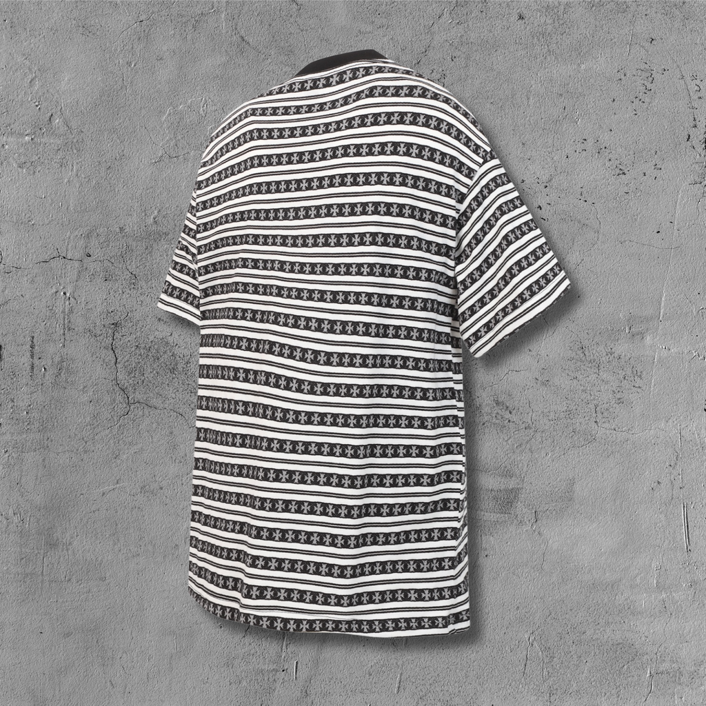 White Stripe Cross Pattern T-Shirt™