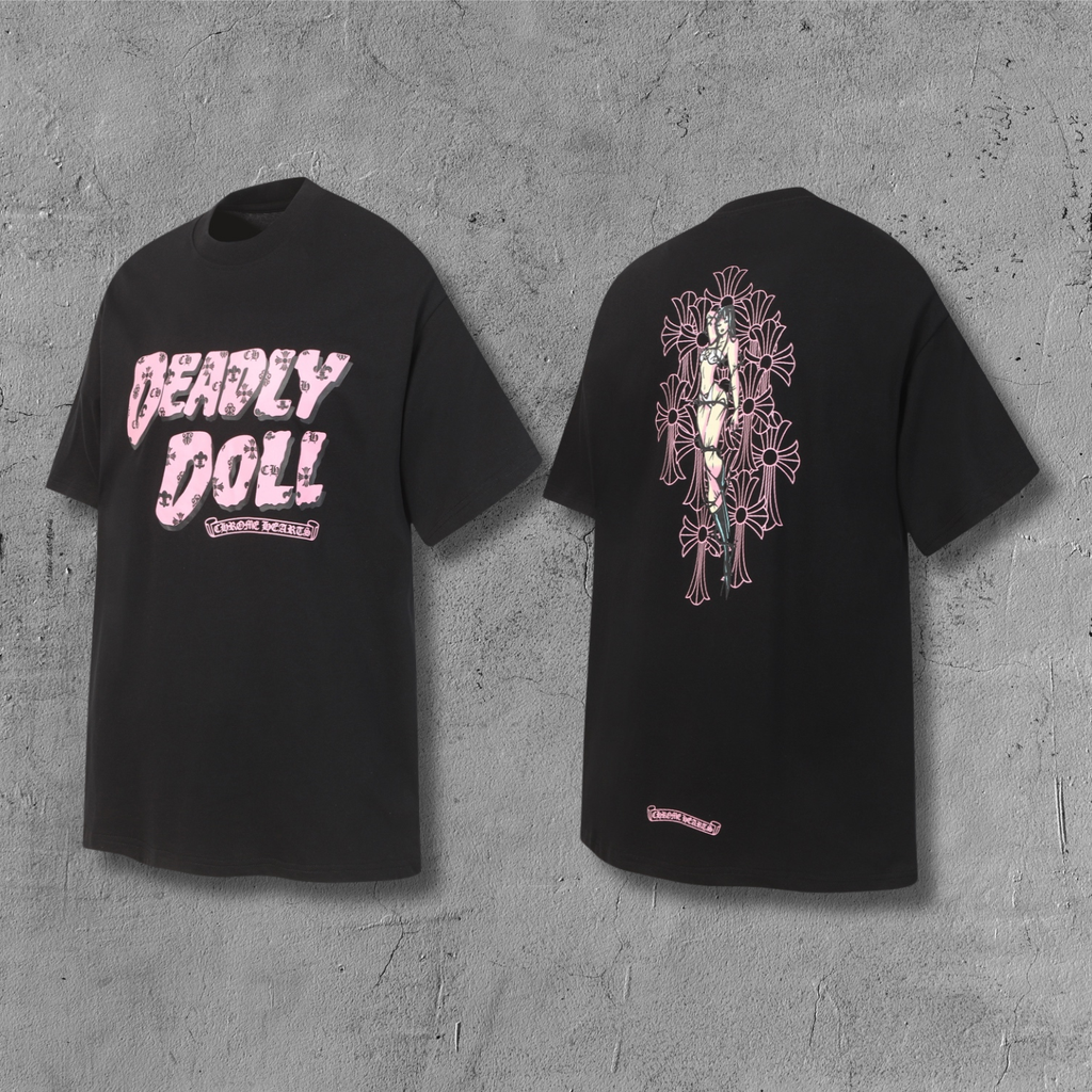 Pink Deadly Doll Black T-Shirt™