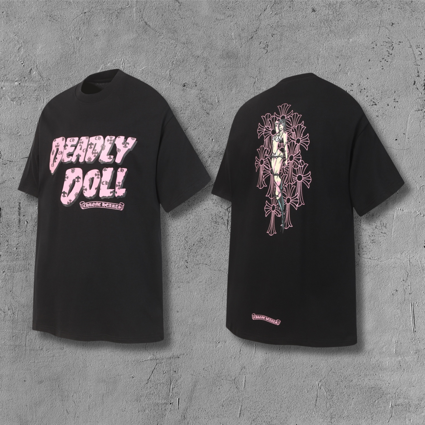 Pink Deadly Doll Black T-Shirt™