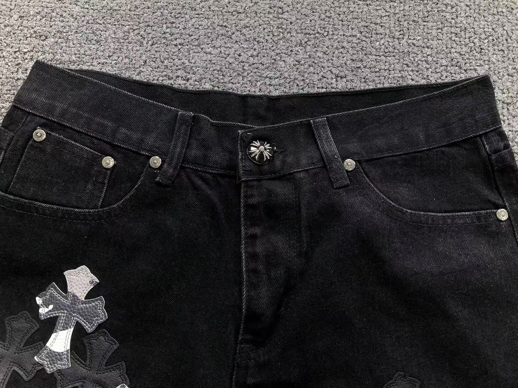 Black White Grey Cross Patch Black Denim Jeans™