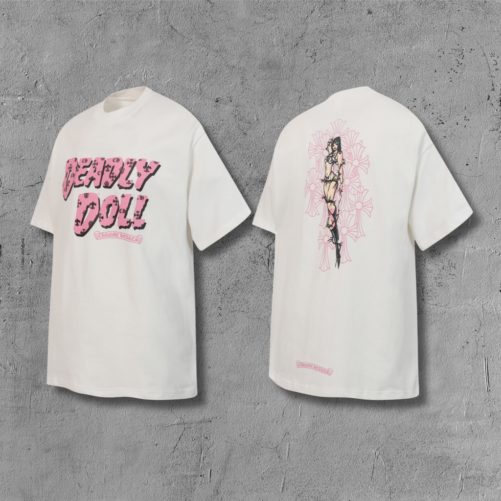 Pink Deadly Doll White T-Shirt™