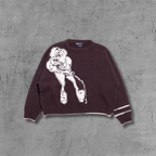 ER* Cartoon Graphic Maroon Knit Sweater™