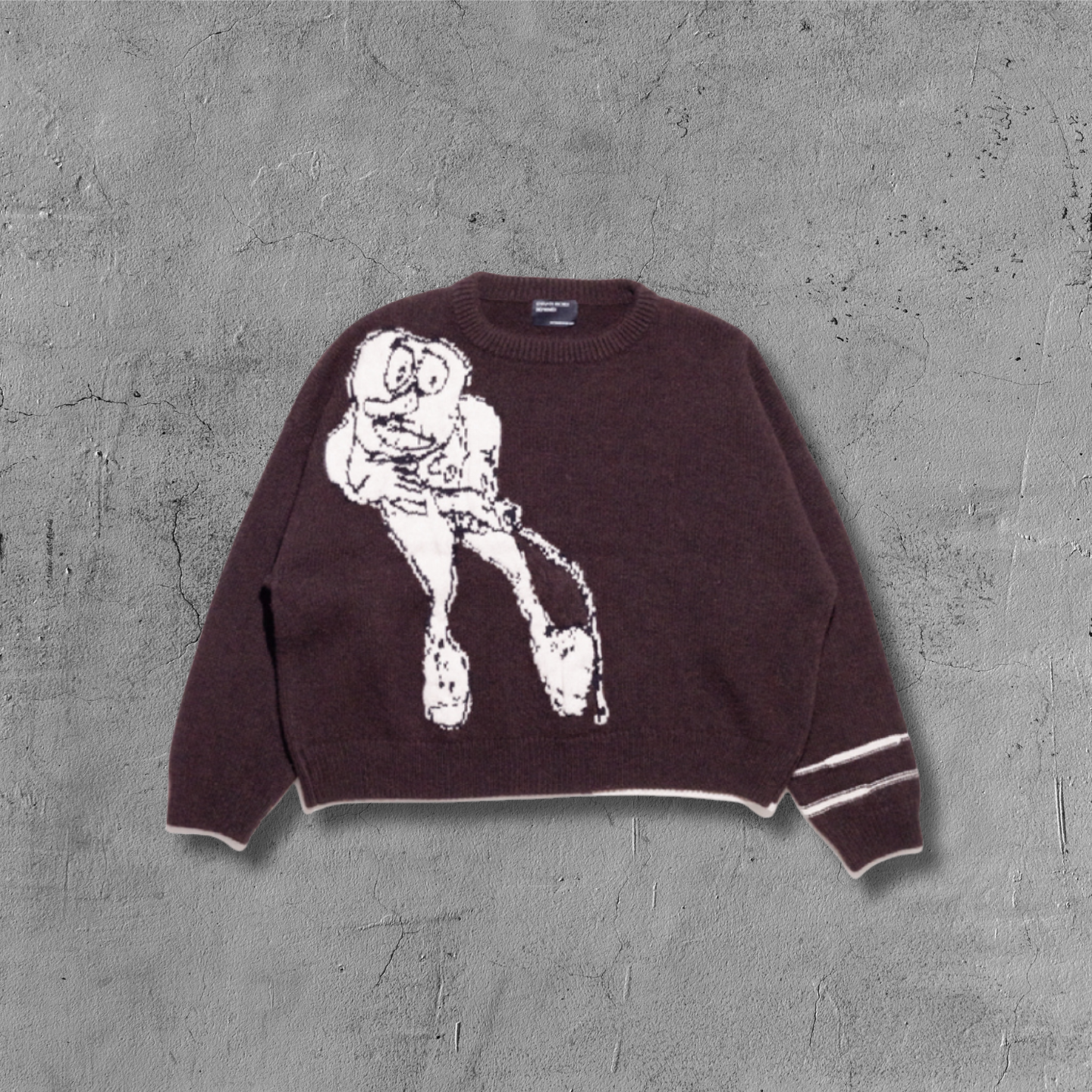 ER* Cartoon Graphic Maroon Knit Sweater™