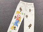 Mattyboy Leopard Cross Patch White Jeans™
