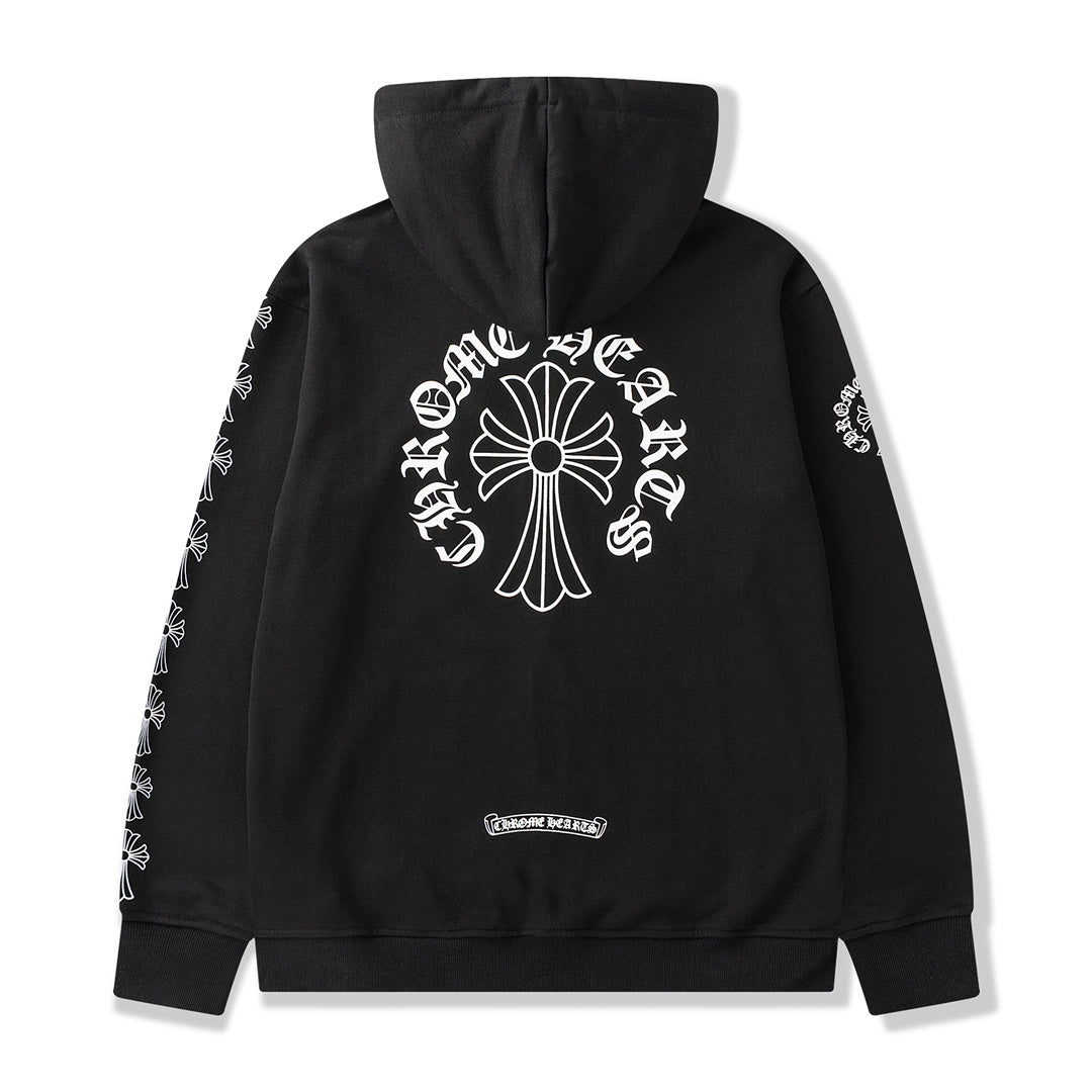Big Cross Logo Black Full Zip Hoodie™