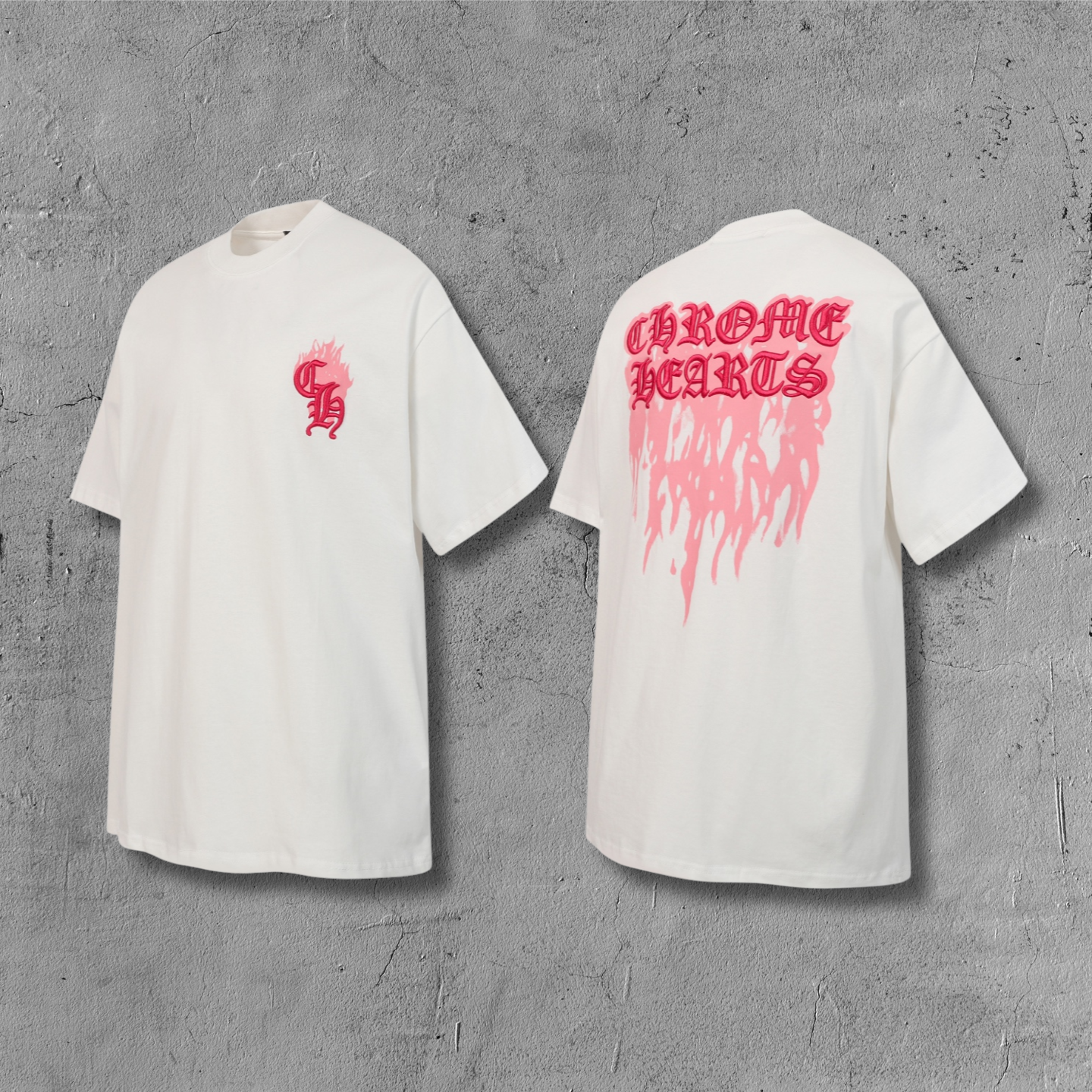 Pink Drip Script Logo White T-Shirt™
