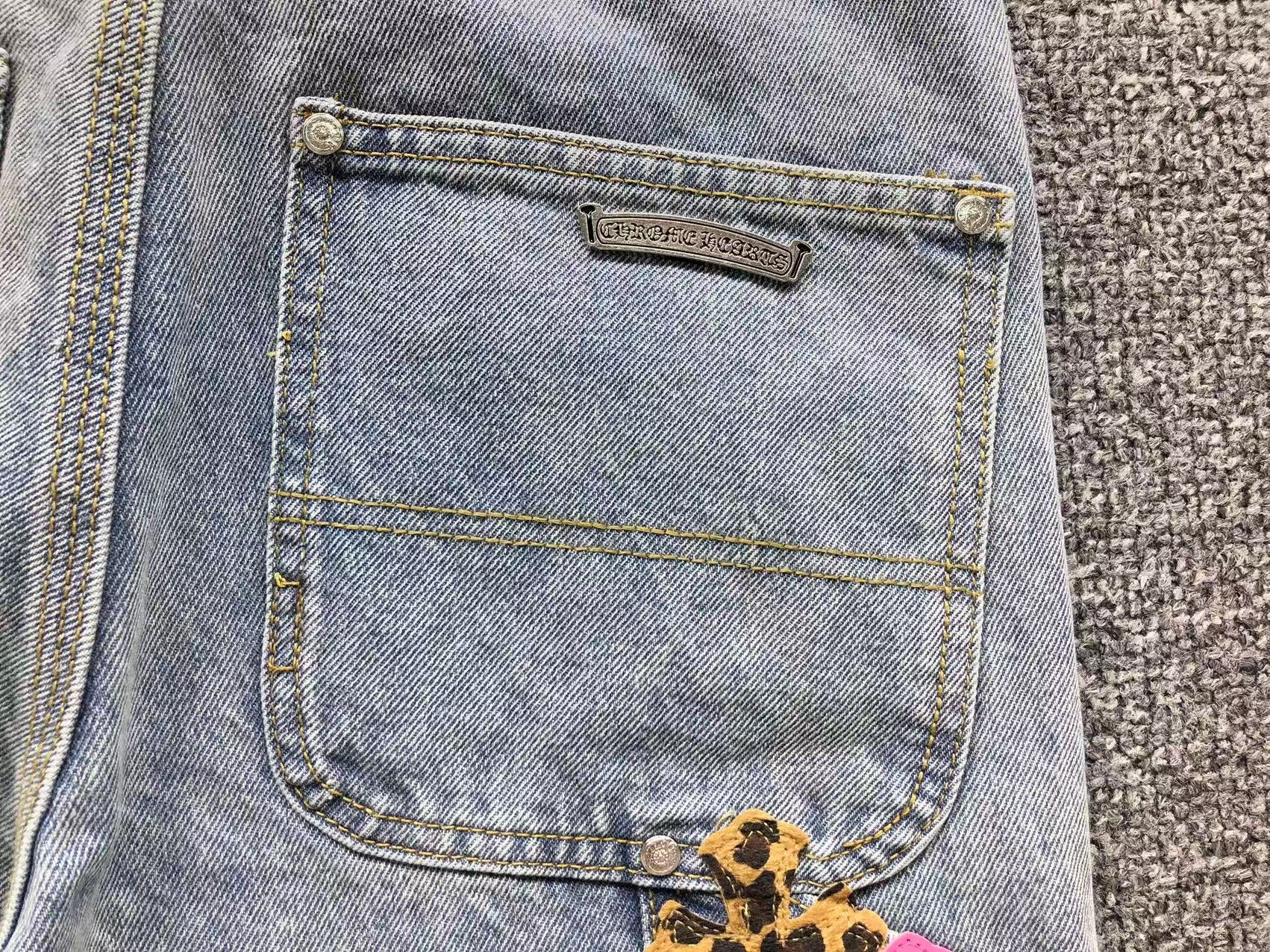 Pink White & Leopard Cross Patch Denim Jorts™