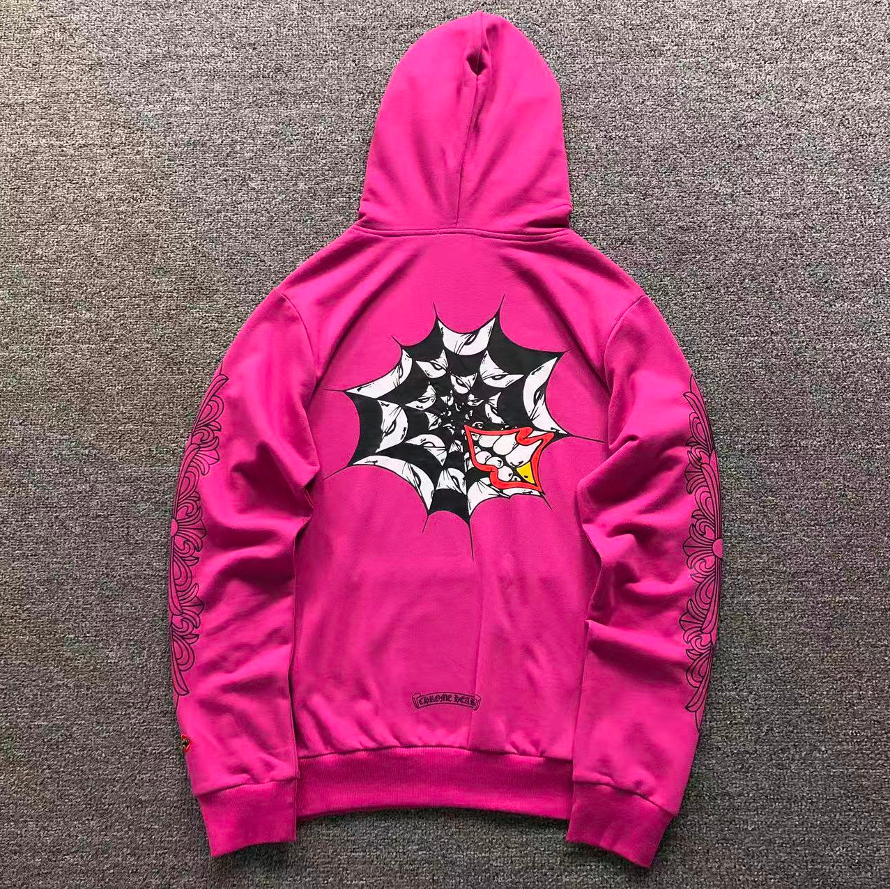 Spider Web Graphic Pink Hoodie™
