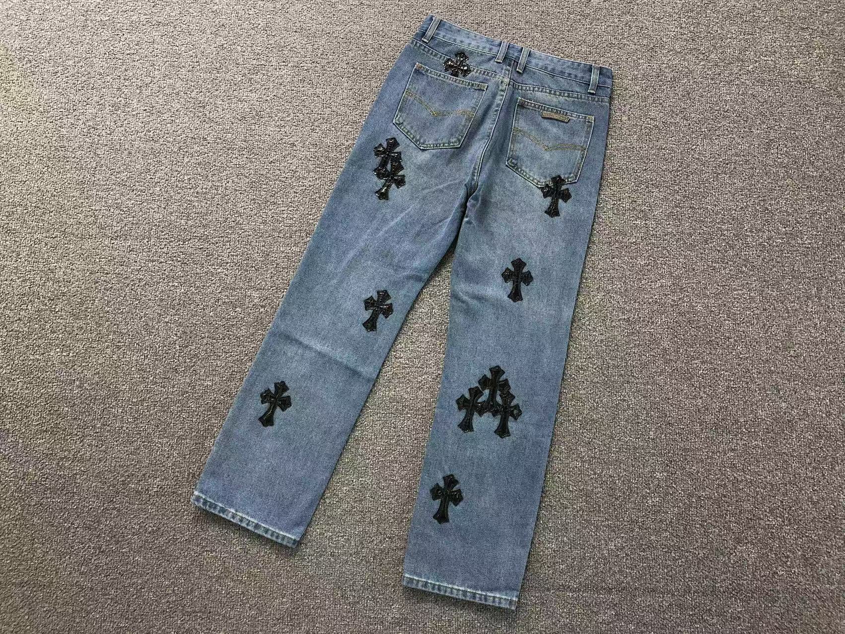 Black Leather Cross Patch Tommyboy Denim Jeans™