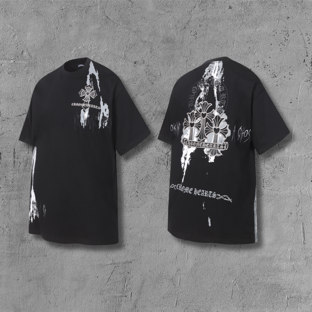 Painted Triple Cross Graphic Black T-Shirt™