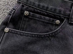 Black Leather Cross Patch Black Baggy Jeans™