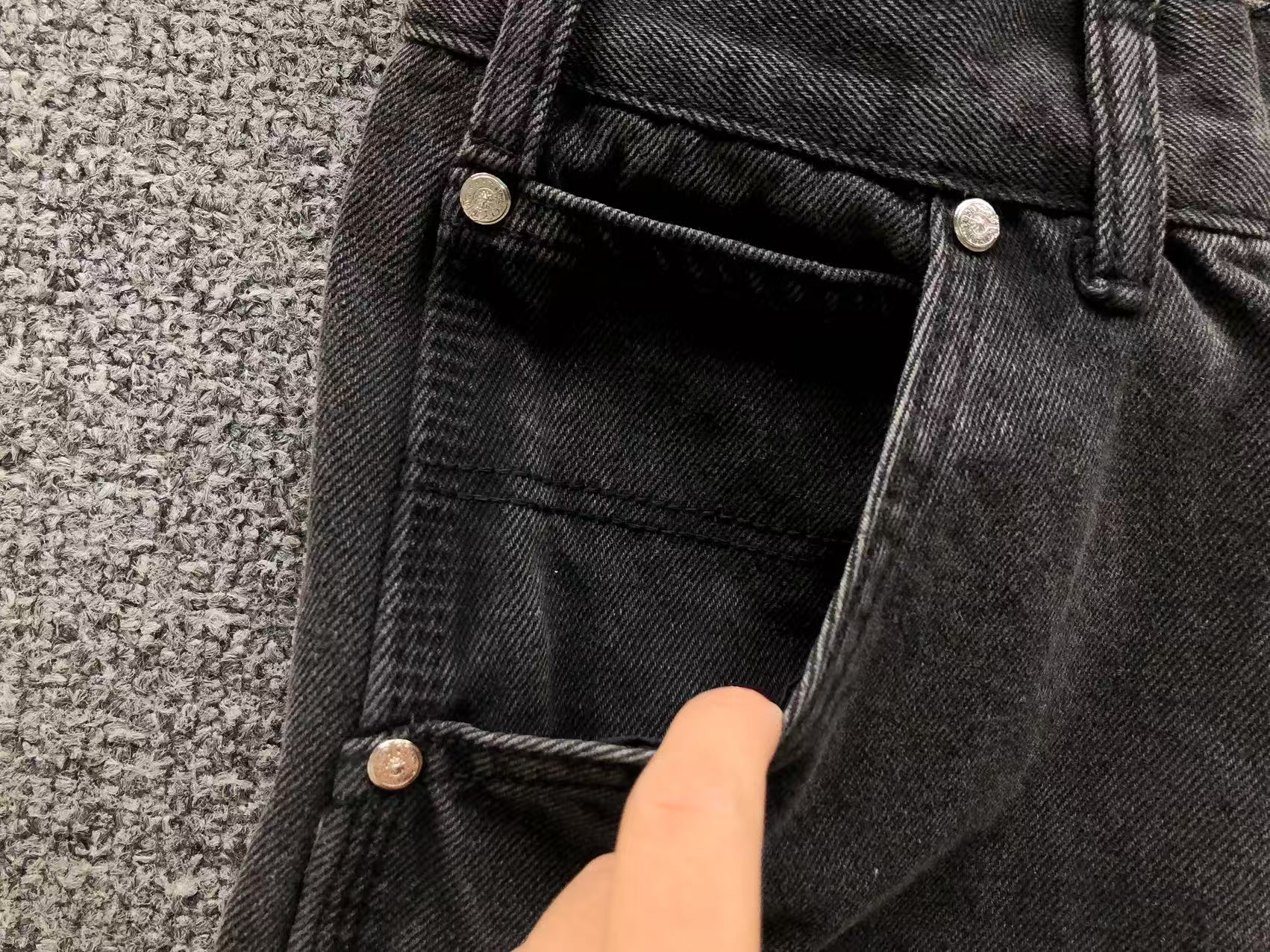 Orange Cross Patch Black Denim Jorts